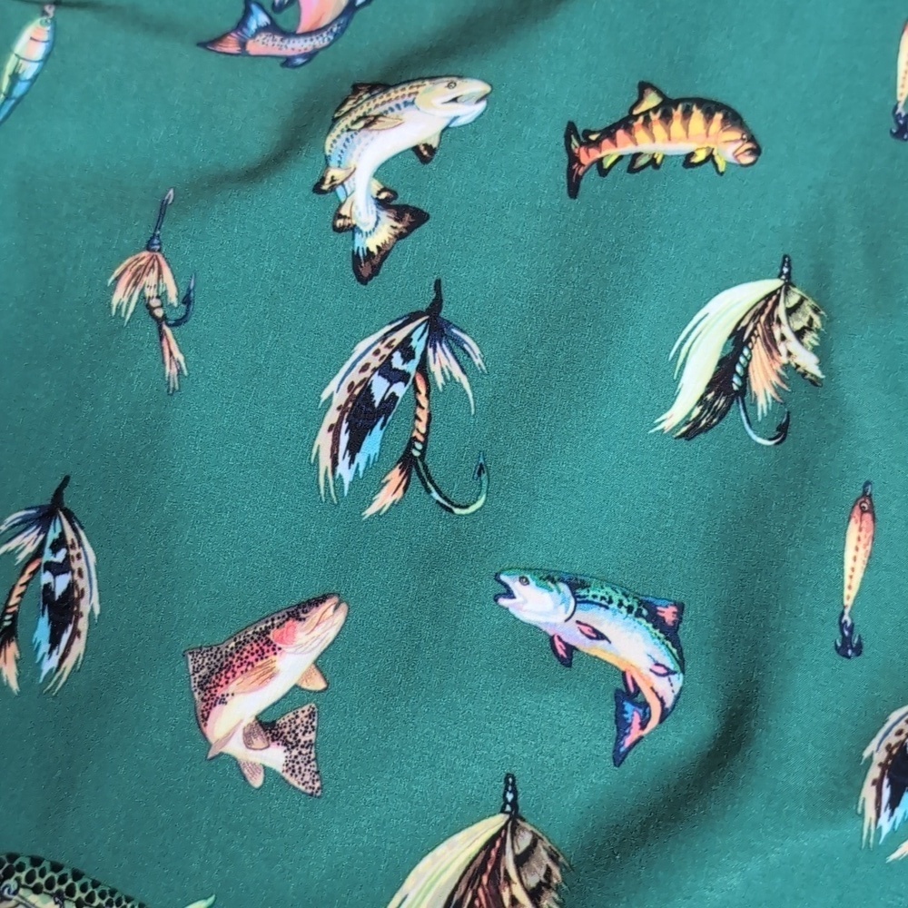 RLX Ralph Lauren Fishing Lure Print Golf Shorts Size 35x10" In Green - Picture 11 of 11